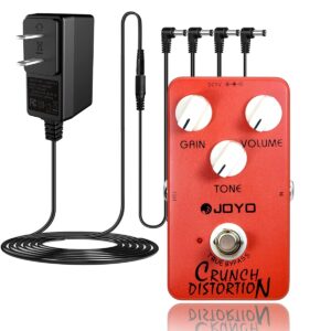 joyo jf-03 crunch distortion pedal bundle with dc 9v pedal power supply (800ma -1a) ac adapter