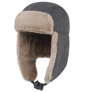 connectyle mens trooper trapper hat with ear flaps winter warm hat windproof cold weather hat black