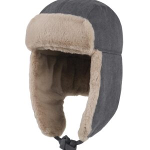 Connectyle Mens Trooper Trapper Hat with Ear Flaps Winter Warm Hat Windproof Cold Weather Hat Black