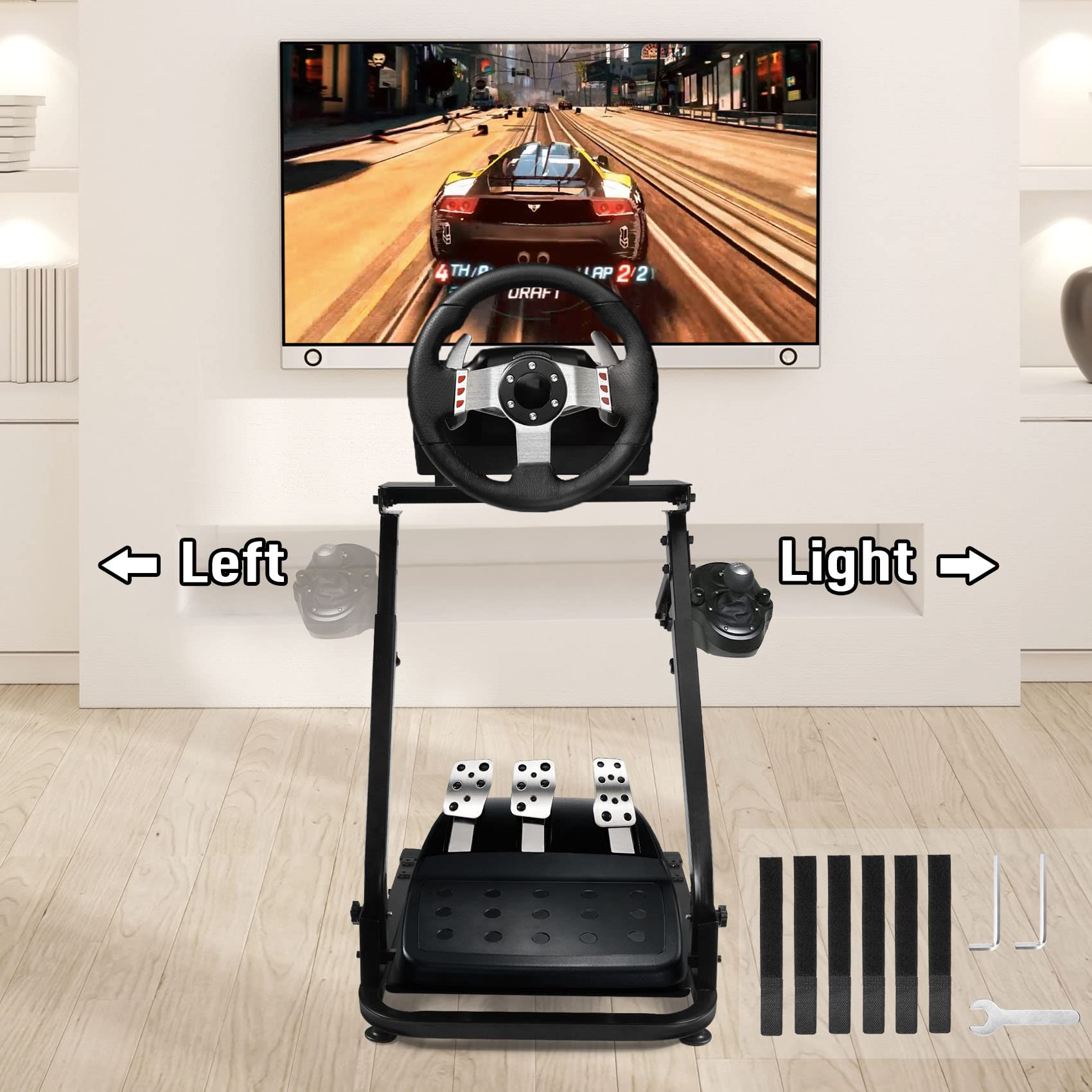 PNKKODW Steering Wheel Stand, Racing Wheel Stand Height and Angle Adjustable Racing Simulator for Logitech G25, G27, G29 Wheel and Pedals Not Included