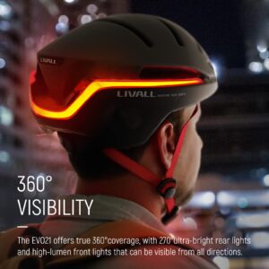 LIVALL EVO21 Smart Bike Helmet with Light, Smart Helmet with Wide-Angle Light | Turn Signals | Brake Warning Light | Fall Detection, Bike Helmets for Men Women, Bicycle Helmet for Urban Commuter