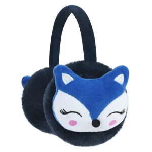 RONGXG Cute Fox Earmuff Girl Boy Plush Winter Warm Ear Muff Soft Furry Outdoor Ear Warmer Muff Kid Ear Cover Anti-Cold Ear Protector, Blue, One Size