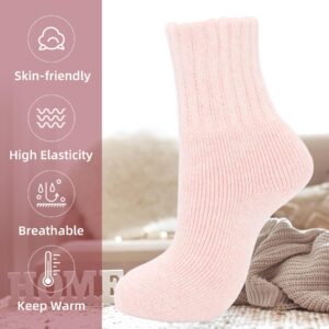 Zando Womens Merino Wool Socks for Women Long Thick Socks Winter Warm Cozy Socks Cute Boot Crew Socks Women's Athletic Running Cycling Hiking Sock Light Pink