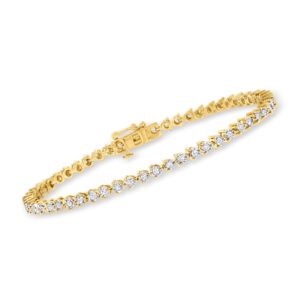 ross-simons 1.10 ct. t.w. diamond tennis bracelet in 18kt gold over sterling. 8 inches