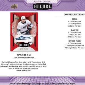 2020-21 Upper Deck Allure NHL Hockey Blaster Box - 6 Packs per Box - 5 Cards per Pack - Look for Blaster Exclusive Yellow Taxi Parallel