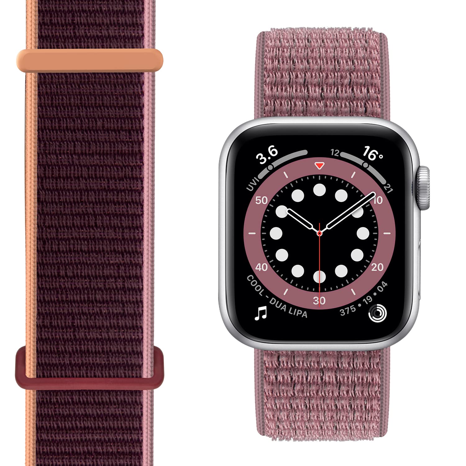 KRISVI 2 Pack Nylon Sport Loop Compatible with Apple Watch Band 44mm 40mm 42mm 38mm, Solo Loop Woven Wristband for Women Men Compatible with iWatch Series 7/6/5/4/3/2/1 SE, Purple/Plum