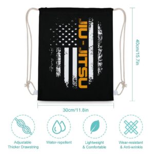 FunnyStar Jiu Jitsu USA Flag Canvas Drawstring Backpack Shoulder Pouch String Bag Sackpack For Gym Shopping Sport Yoga Travel 30x40cm