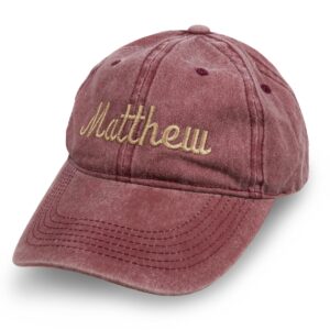 kaufman - personalized adjustable soft washed baseball cap custom embroidered hats for men & women (burgundy)