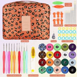 Coopay Crochet Kit Beginners Lace Crochet Hook Set with 20 Color Crochet Thread, 71PCS Crochet Set with Tiny Crochet Hooks Ergonomic Soft Grip, Travel Crochet Hook Case Full Knitting Crochet Supplies