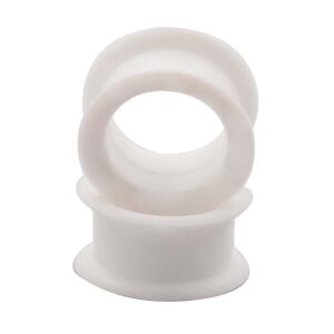 pair 1" (25mm) white silicone eyelet tunnels double flare gauges thin soft flexible flesh plugs (2pcs)