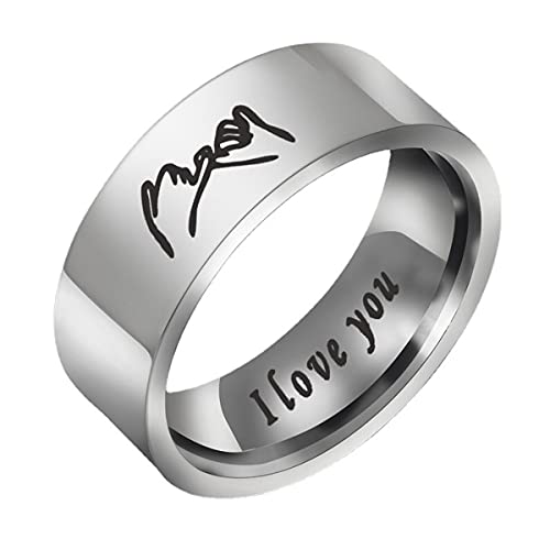 COLORFUL BLING Pinky Promise Couple Rings Stainless Steel Polish I Love You Engagement Wedding Ring Band for Friendship Lovers Valentine's Day Wedding Jewelry-silver7