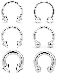 ftovosyo good weight for ear gauges earrings 6g 8g 12g 12mm/14mm pa ring internally threaded ball horseshoe barbells large septum ring surgical steel pierced body jewelry for women men