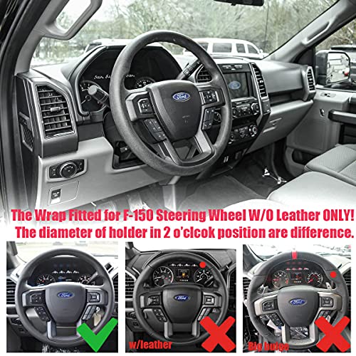 Black Side Perforated Leather Grey Marker Steering Wheel Protector Cover Hand-Stitch on Wrap Fit for Ford F-150 F250 King Ranch/Lariat/XL/XLT/Limited/Platinum/Police Responder 2015-2020