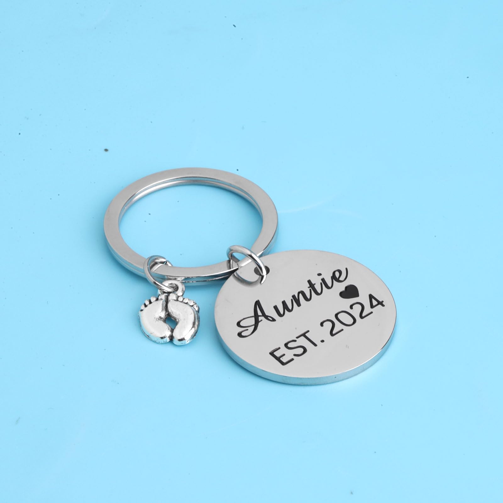 BNQL New Auntie Gifts Keychain Auntie EST 2024 Keychain Auntie Jewelry Gifts for New Auntie First Time Auntie Gifts (Auntie EST.2024)