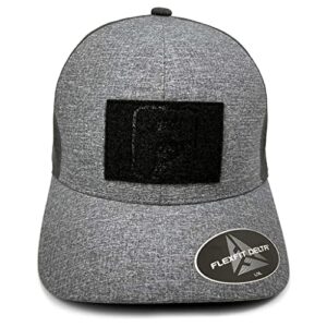 Pull Patch Delta Flexfit Hat | Melange Dark Grey & Charcoal Tactical Cap | L/XL | 2x3 in Loop Surface to Attach Patches