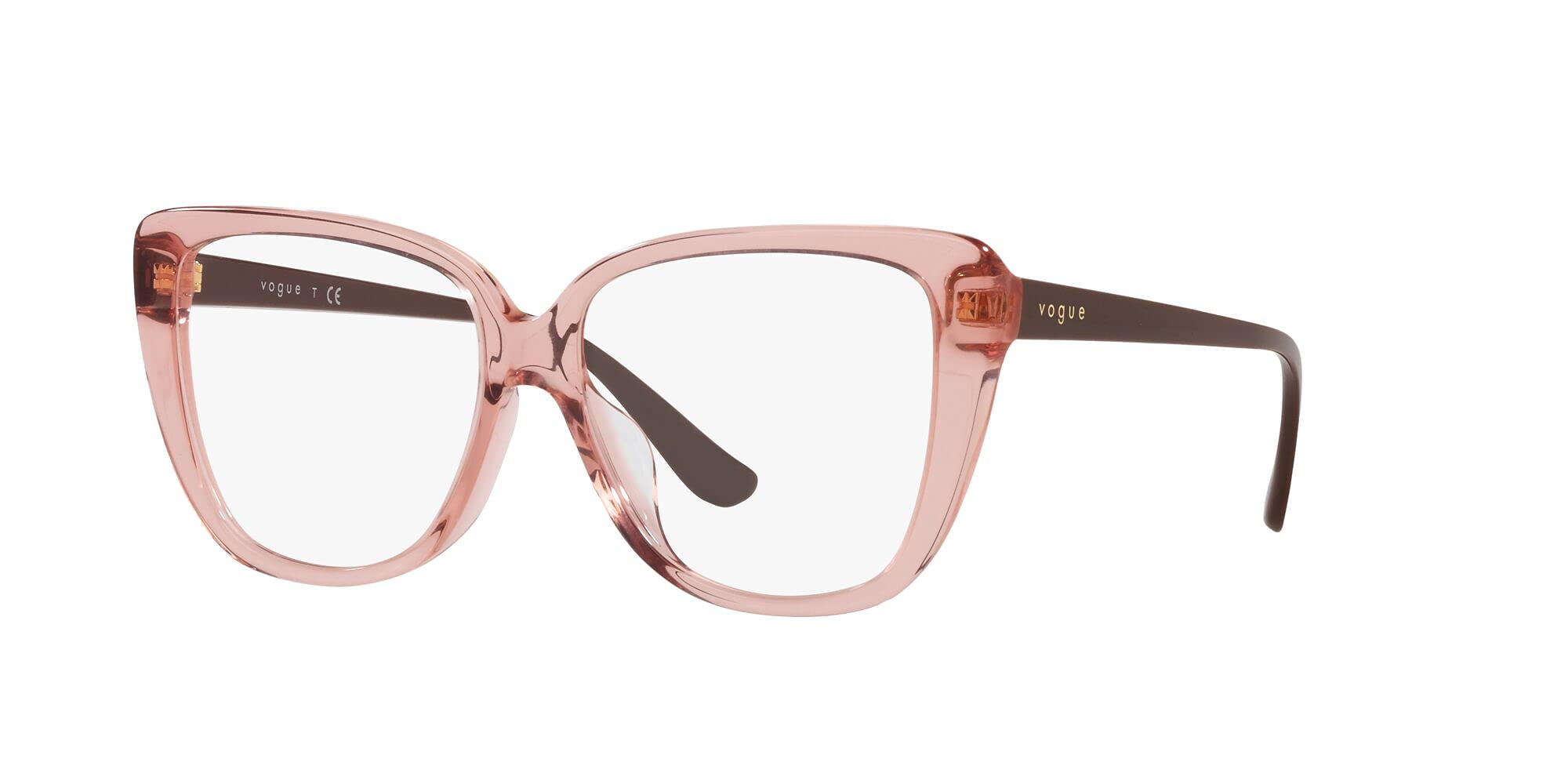 Vogue Eyewear Women's VO5413F Low Bridge Fit Butterfly Prescription Eyewear Frames, Transparent Pink/Demo Lens, 54 mm