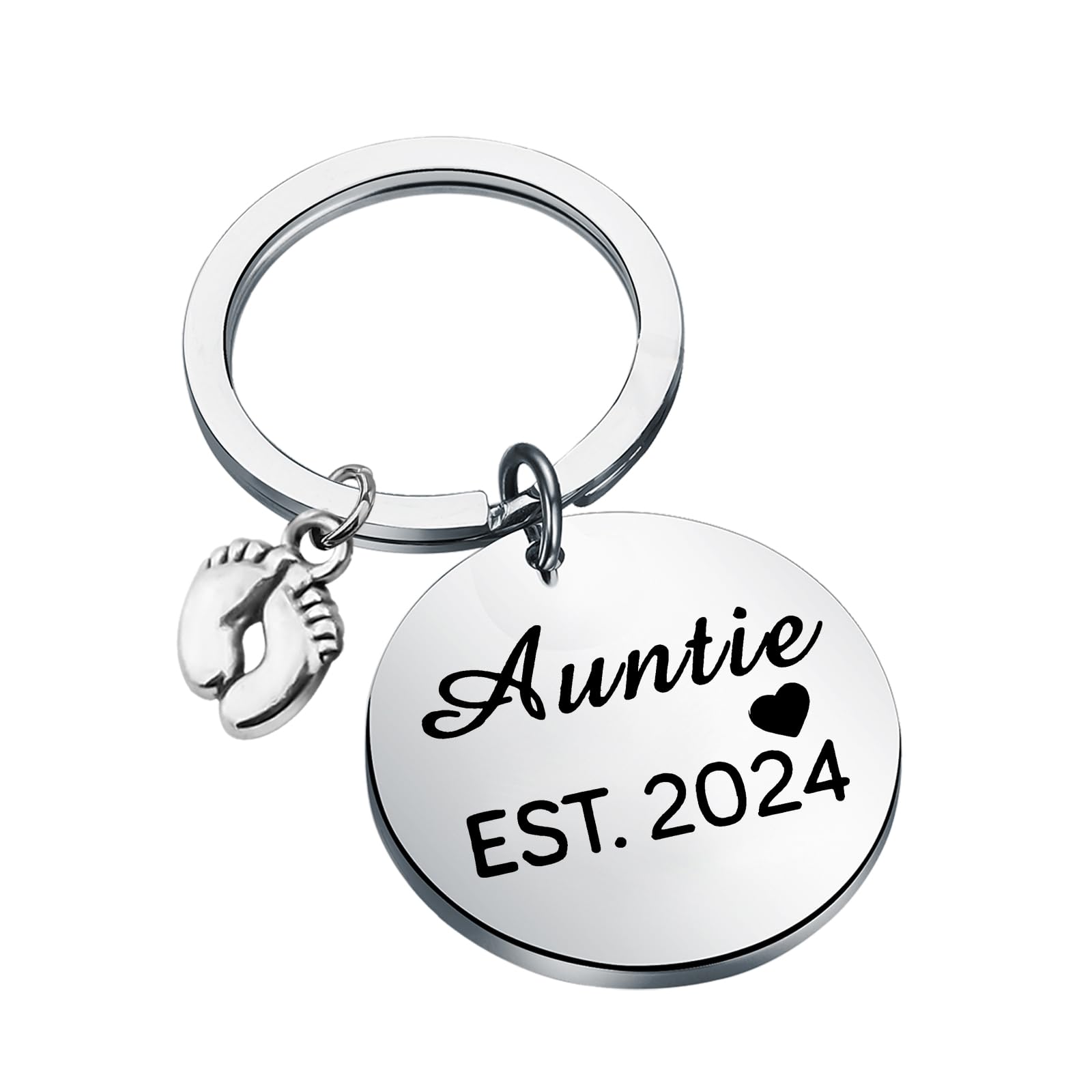 BNQL New Auntie Gifts Keychain Auntie EST 2024 Keychain Auntie Jewelry Gifts for New Auntie First Time Auntie Gifts (Auntie EST.2024)