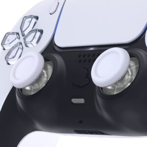 eXtremeRate Solid White & Clear Dual-Color Replacement Thumbsticks for PS5 Controller, Custom Analog Stick Joystick Compatible with PS5, for PS4 All Model Controller - Controller NOT Included