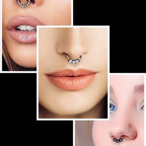 Ocptiy 16G Septum Ring Piercing Jewelry 316L Stainless Surgical Steel Horseshoes Hinged Septum Seamless Hypoallergenic Cute Septum Clicker Nose Ring Earring Hoop Piercing Jewelry Men Women Black 10mm