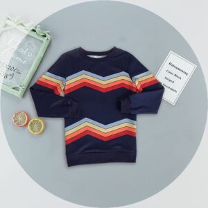 Haloumoning Girls Striped Color Block Sweatshirts Kids Tie Dye Crewneck Long Sleeve Pullover Tops 4-15 Years