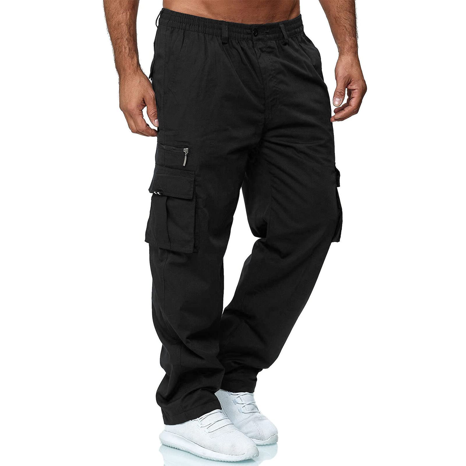 Men Casual Cargo Pant Lightweight Tactical Pant Hiking Jogger Classic Fit Multi Pockets 3XL