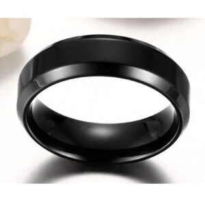 Gualiy Stainless Steel Rings for Couples Set, Couples Rings Promise Black Ring 6MM Heart Cubic Zirconia Ring Women 8 and Men 8