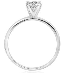 Pompeii3 14k White Gold 3/4 Ct Certified Natural Round-Cut Diamond Solitaire Engagement Ring Women's High Polished Band