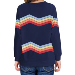 Haloumoning Girls Striped Color Block Sweatshirts Kids Tie Dye Crewneck Long Sleeve Pullover Tops 4-15 Years