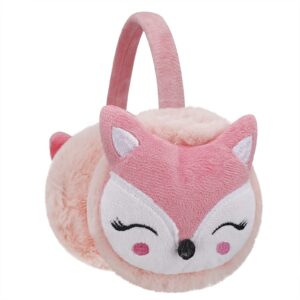 rongxg cute fox earmuff girl boy plush winter warm ear muff soft furry outdoor ear warmer muff kid ear cover anti-cold ear protector, red, one size