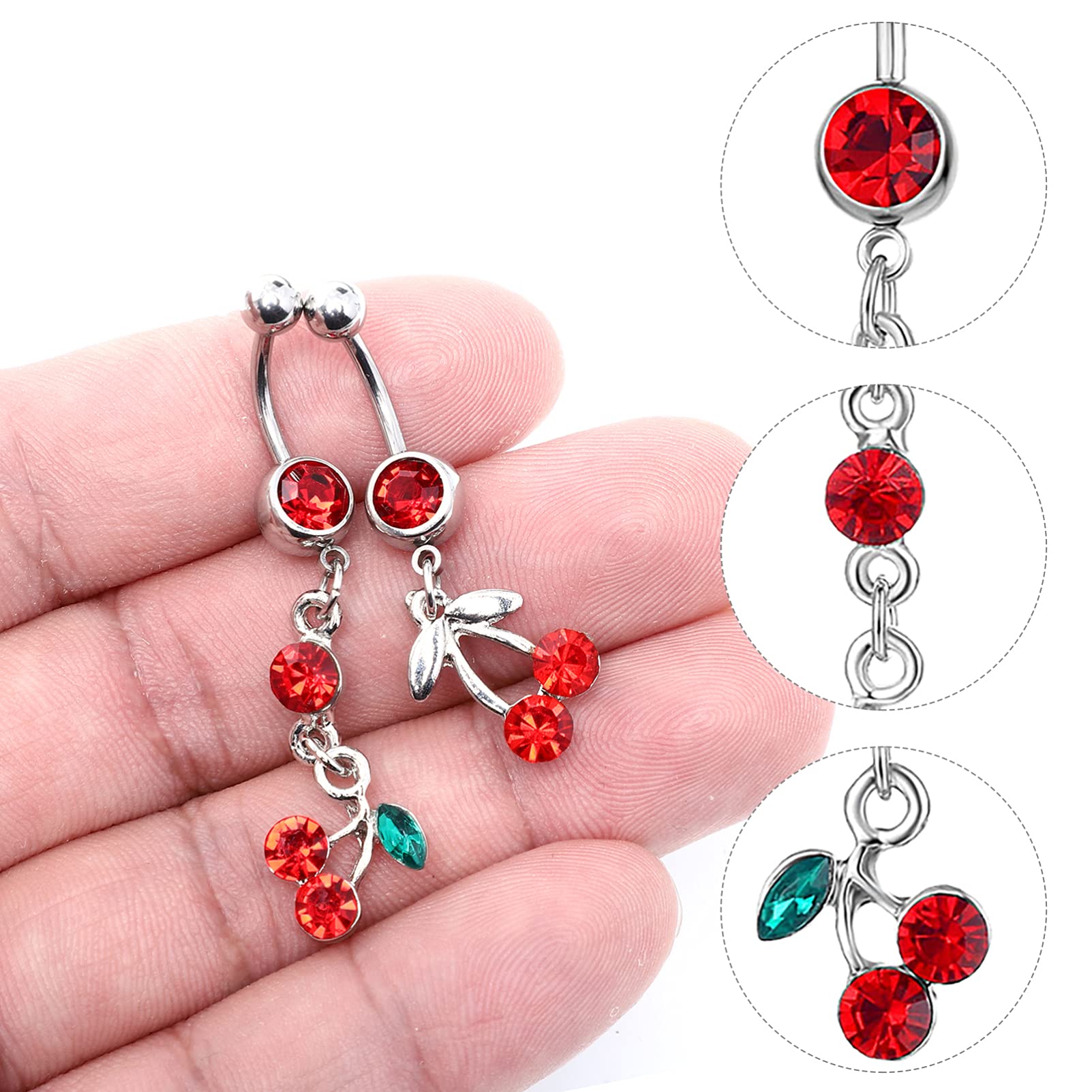 Generic Crystal Navel Ring 3pcs Belly Button Rings Dangle Rhinestone Navel Rings Barbell Body Piercing Jewelry for Women Lip Nose Stud Eyebrow, 5.5x1.2cm