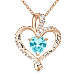 divas mode gifts for women heart necklace birthstone necklaces for women heart pendant in sterling silver birthday for women mother wife sister daughter friend, metal, cubic zirconia,