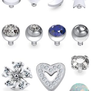 Ftovosyo Clear CZ Flower Internally Threaded Dermal Anchor Top Microdermals Skin Piercing Jewelry for Women Men