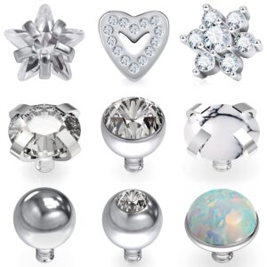 ocptiy dermal piercing jewelry kit dermal tops 14g g23 titanium dermal anchor internally threaded dermal replacement piercing tops balls jewelry women men