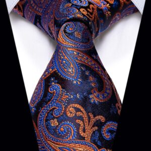 YourTies Rust Paisley Ties for Men Jacquard Woven Silk Necktie 3.15'' Formal Burnt Orange Tie for Wedding Business Party