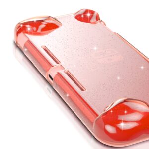 Switch lite Clear Glitter Case, Switch lite Coral Case, Switch lite Soft TPU Case - Coral