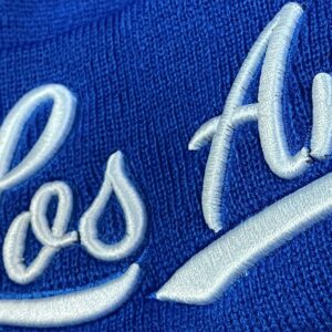 Los Angeles 3D Embroidery Classic Cuffed Knit Hat Beanie Toque Skull Cap - Blue OneSize