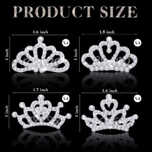 16 Pcs Princess Tiara Comb Small Crystal Rhinestone Crown Hair Comb for Women Girl Wedding Birthday Party Supply (Retro Style)