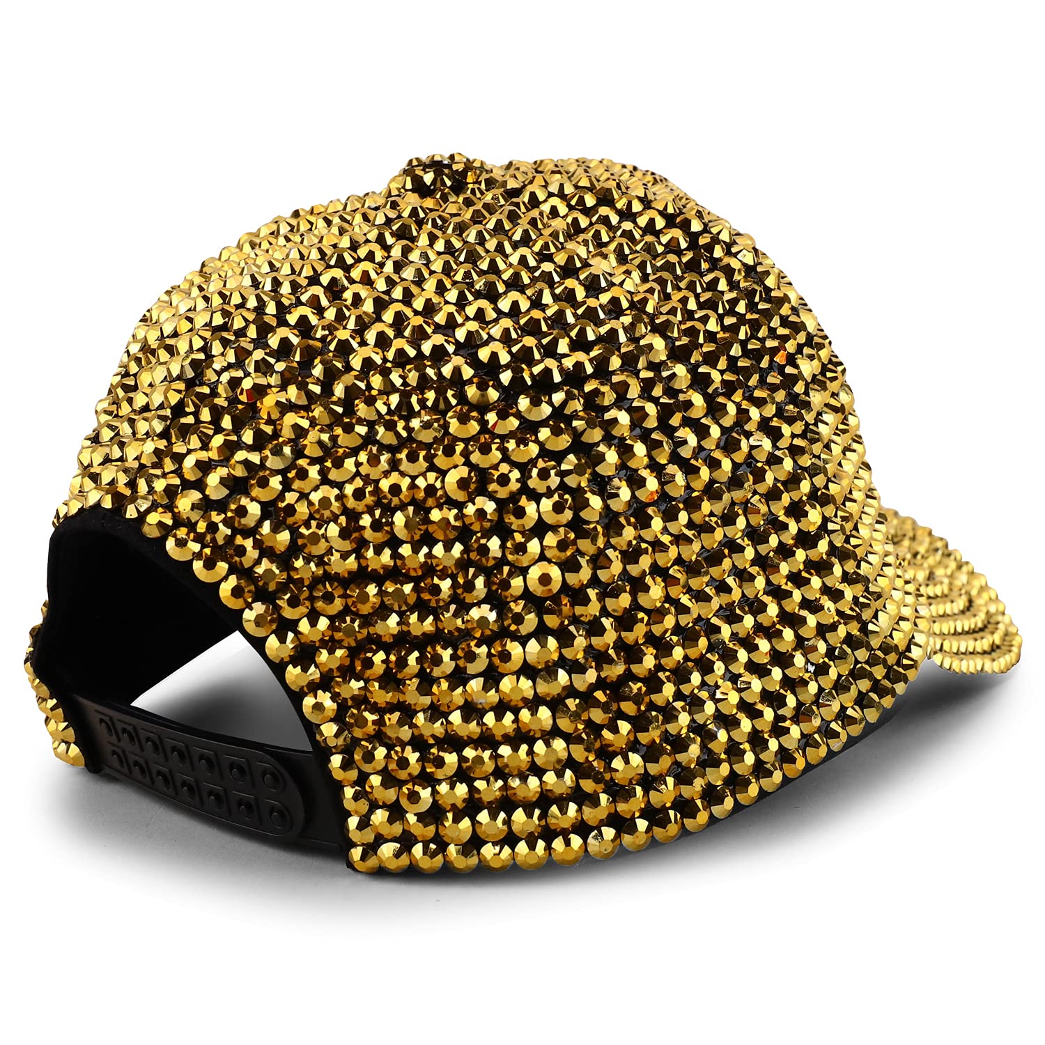 Trendy Apparel Shop Bling Stone Studs Bedazzle Structured Baseball Cap - Gold