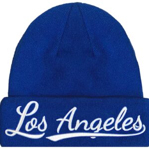 Los Angeles 3D Embroidery Classic Cuffed Knit Hat Beanie Toque Skull Cap - Blue OneSize