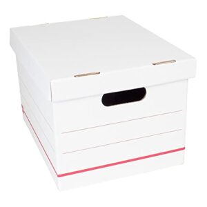 Office Depot® Brand Standard-Duty Corrugated Storage Boxes, Letter/Legal Size, 15" x 12" x 10", 60% Recycled, White/Red,