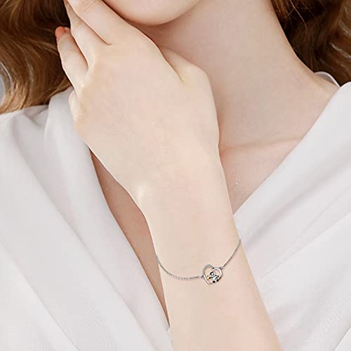 POPLYKE Heart Cow Bracelet 925 Sterling Silver Heart Bracelet for Women Cow Jewelry I love you forever Bracelet