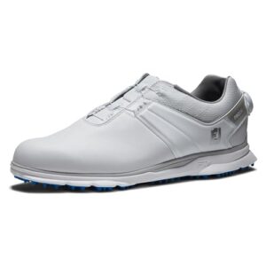 footjoy men's pro|sl boa golf shoe, white/white/light blue, 11