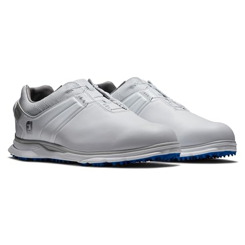 FootJoy Men's Pro|SL Boa Golf Shoe, White/White/Light Blue, 11