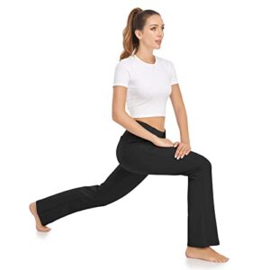 HISKYWIN Womens Dress Pants Yoga Work Office Business Casual Slacks Stretch Bootcut Petite Golf Pants with Pockets Zipper Fly HF833A-Black-XL