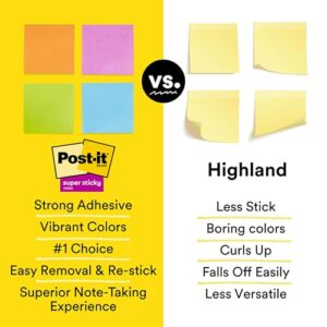 Post-it Super Sticky Notes, Amazon's Exclusive Color Collection, Guava, Iris, Neon Green, 12 Pads/Pack, 90 Sheets/Pad, Assorted Sizes (4642-12SSMX)