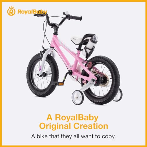 Royalbaby Freestyle 2 Handle Brakes Kids Bike Girls 14 Inch Childrens Bicycle with Training Wheels for Toddlers Beginners Age 3-5 Years, Pink