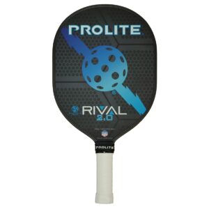 prolite rival powerspin 2.0 pickleball paddle - reactive fiberglass with uv protection graphics and a 14 mm polycore - made in the usa since 1984 (blue)