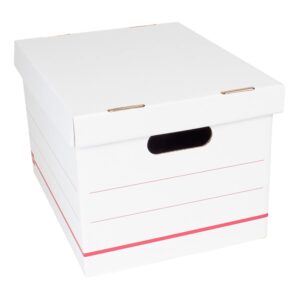 office depot® brand standard-duty corrugated storage boxes, letter/legal size, 15" x 12" x 10", 60% recycled, white/red,