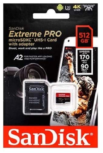 SanDisk 512GB Extreme Pro MicroSD Memory Card with Adapter Works with GoPro Hero 10 Black Action Cam U3 V30 4K A2 Class 10 SDSQXCZ-512G-GN6MA Bundle with 1 Everything But Stromboli Micro Card Reader