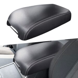 sportuli center console cover anti-scratch leather armrest cover replace for 2011-2023 2024 dodge charger chrysler 300 300c (carbon fiber)